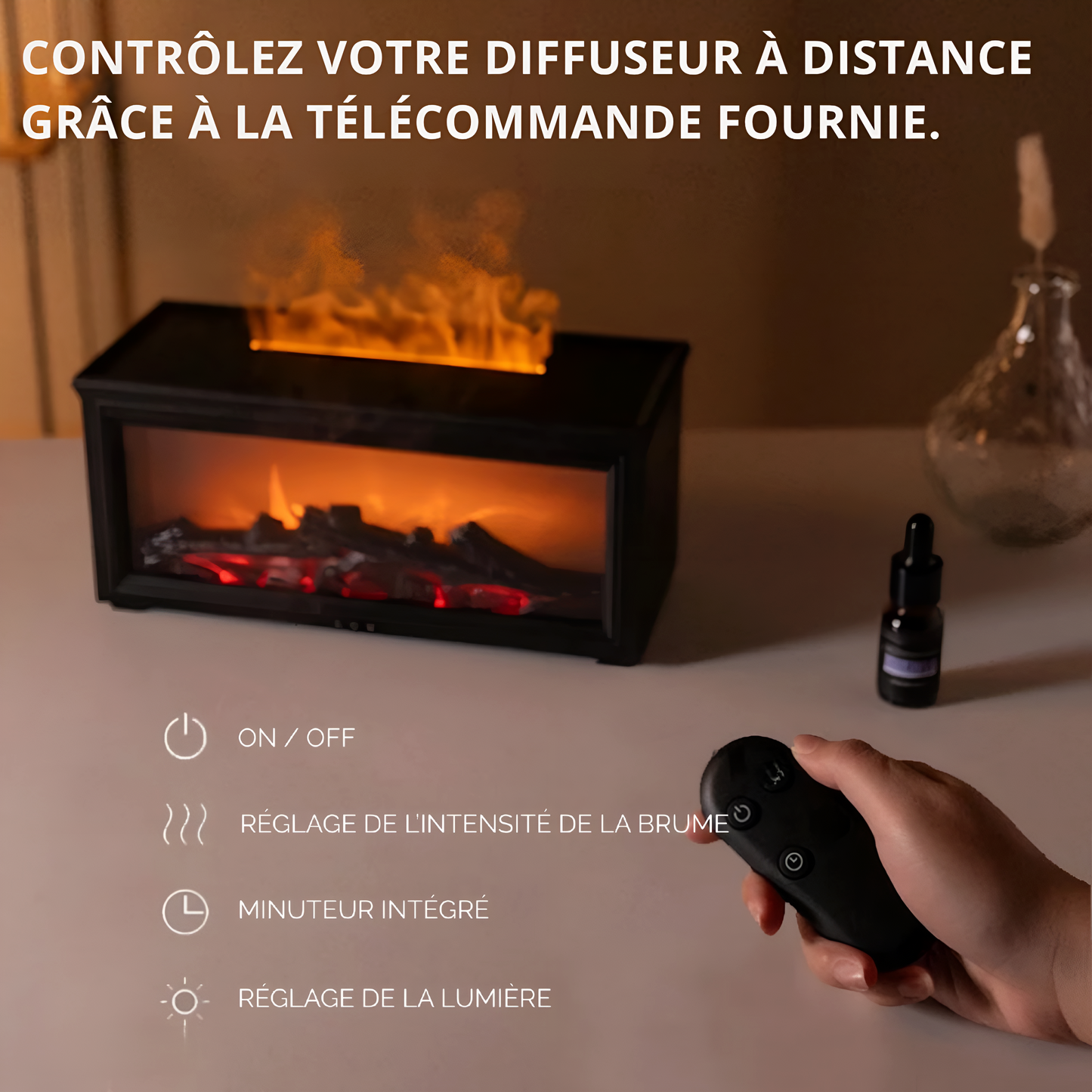 Cheminée diffuseur d'huiles essentielles effet flammes Oralysse